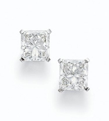 14kt yellow gold princess cut diamond studs 2/2.05tw M color VS-2/SI-1 clarity